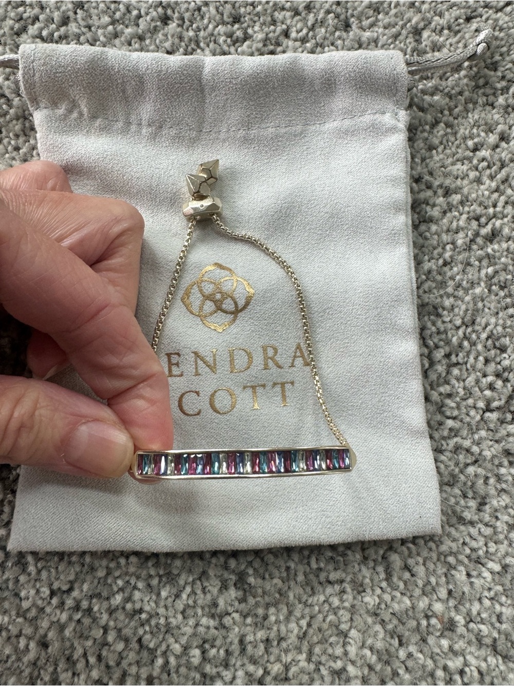 Kendra Scott Gold Multicolor Baguette Bar Slider Bracelet